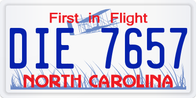 NC license plate DIE7657