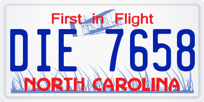 NC license plate DIE7658