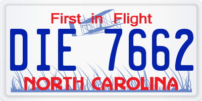 NC license plate DIE7662