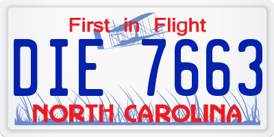 NC license plate DIE7663