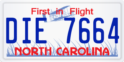 NC license plate DIE7664