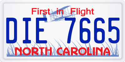NC license plate DIE7665