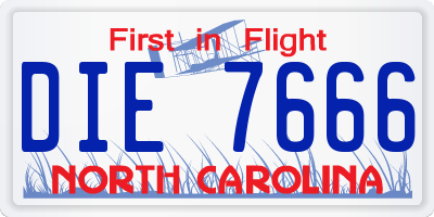 NC license plate DIE7666
