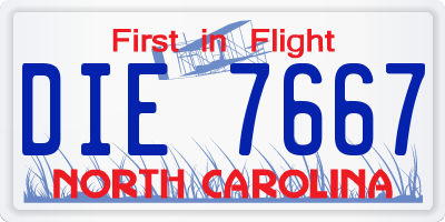 NC license plate DIE7667