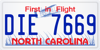 NC license plate DIE7669