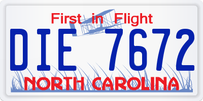 NC license plate DIE7672