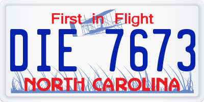 NC license plate DIE7673