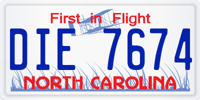 NC license plate DIE7674