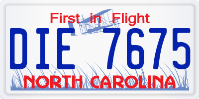 NC license plate DIE7675