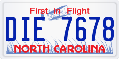 NC license plate DIE7678