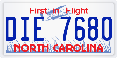 NC license plate DIE7680