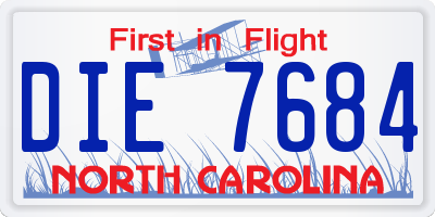 NC license plate DIE7684