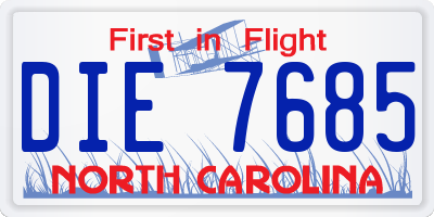 NC license plate DIE7685