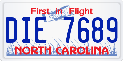 NC license plate DIE7689