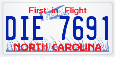 NC license plate DIE7691