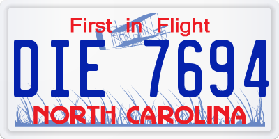 NC license plate DIE7694