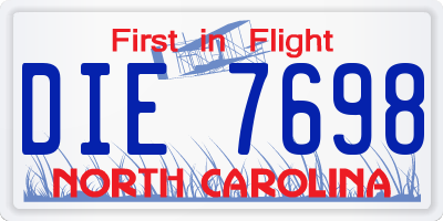 NC license plate DIE7698