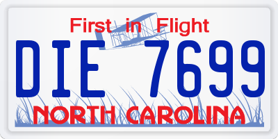 NC license plate DIE7699