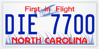 NC license plate DIE7700
