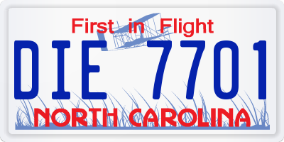 NC license plate DIE7701