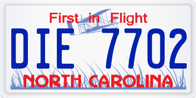 NC license plate DIE7702
