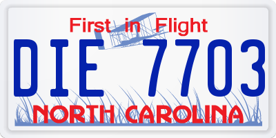 NC license plate DIE7703