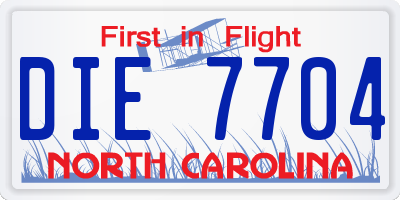 NC license plate DIE7704