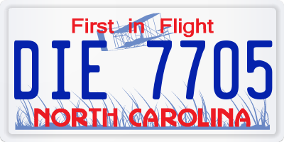 NC license plate DIE7705