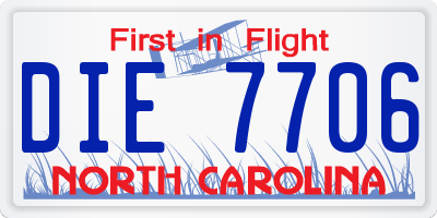 NC license plate DIE7706