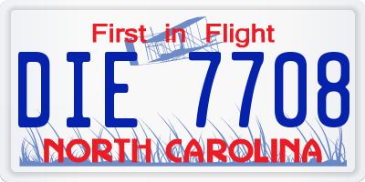 NC license plate DIE7708