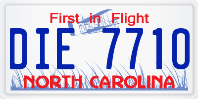 NC license plate DIE7710