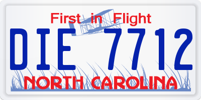 NC license plate DIE7712