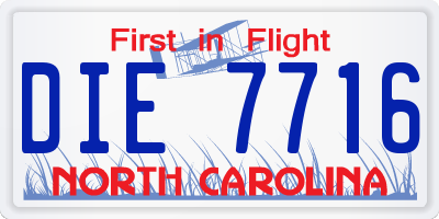 NC license plate DIE7716