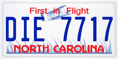 NC license plate DIE7717