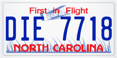 NC license plate DIE7718