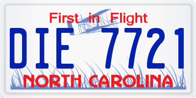 NC license plate DIE7721