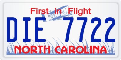NC license plate DIE7722