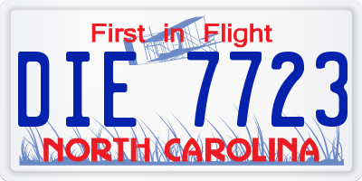 NC license plate DIE7723
