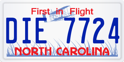 NC license plate DIE7724