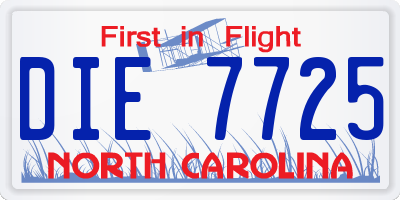 NC license plate DIE7725