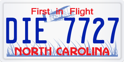 NC license plate DIE7727