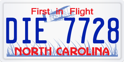 NC license plate DIE7728