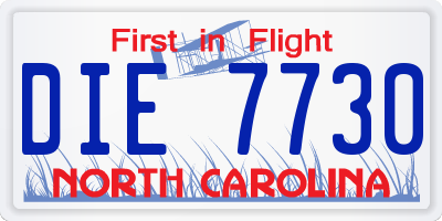 NC license plate DIE7730