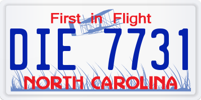 NC license plate DIE7731