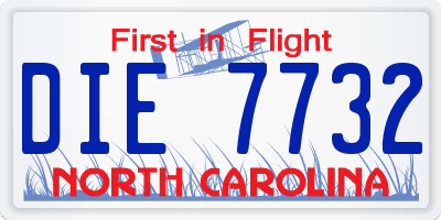 NC license plate DIE7732