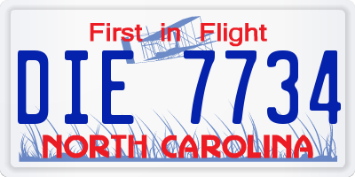 NC license plate DIE7734
