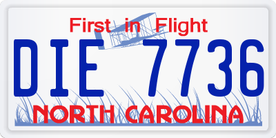 NC license plate DIE7736