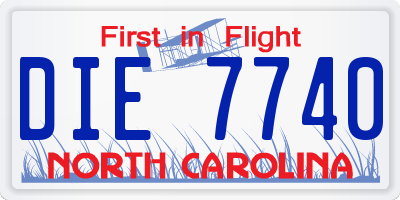 NC license plate DIE7740