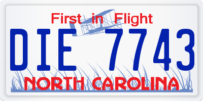 NC license plate DIE7743