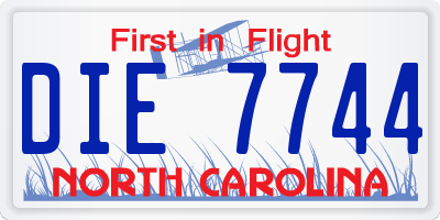 NC license plate DIE7744